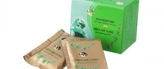 Composition, properties and principle of action of Chinese Shenshitong tea